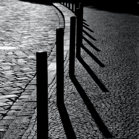 pylons on a cobbled street